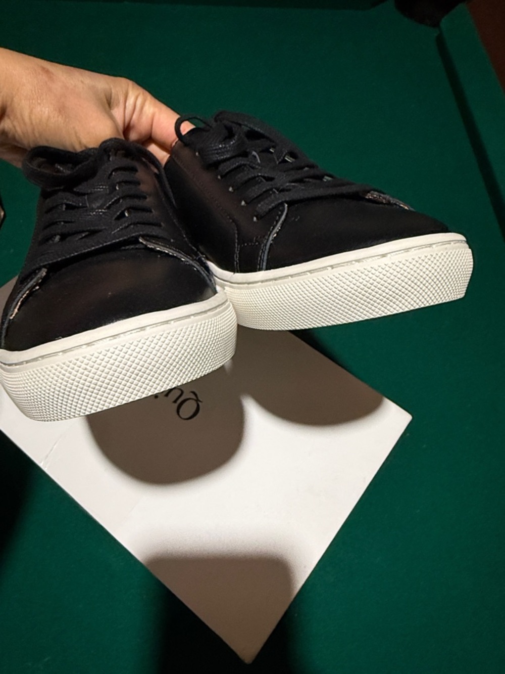 Quince Black Leather Low-Top Sneakers with White Soles - Picture 7 of 7